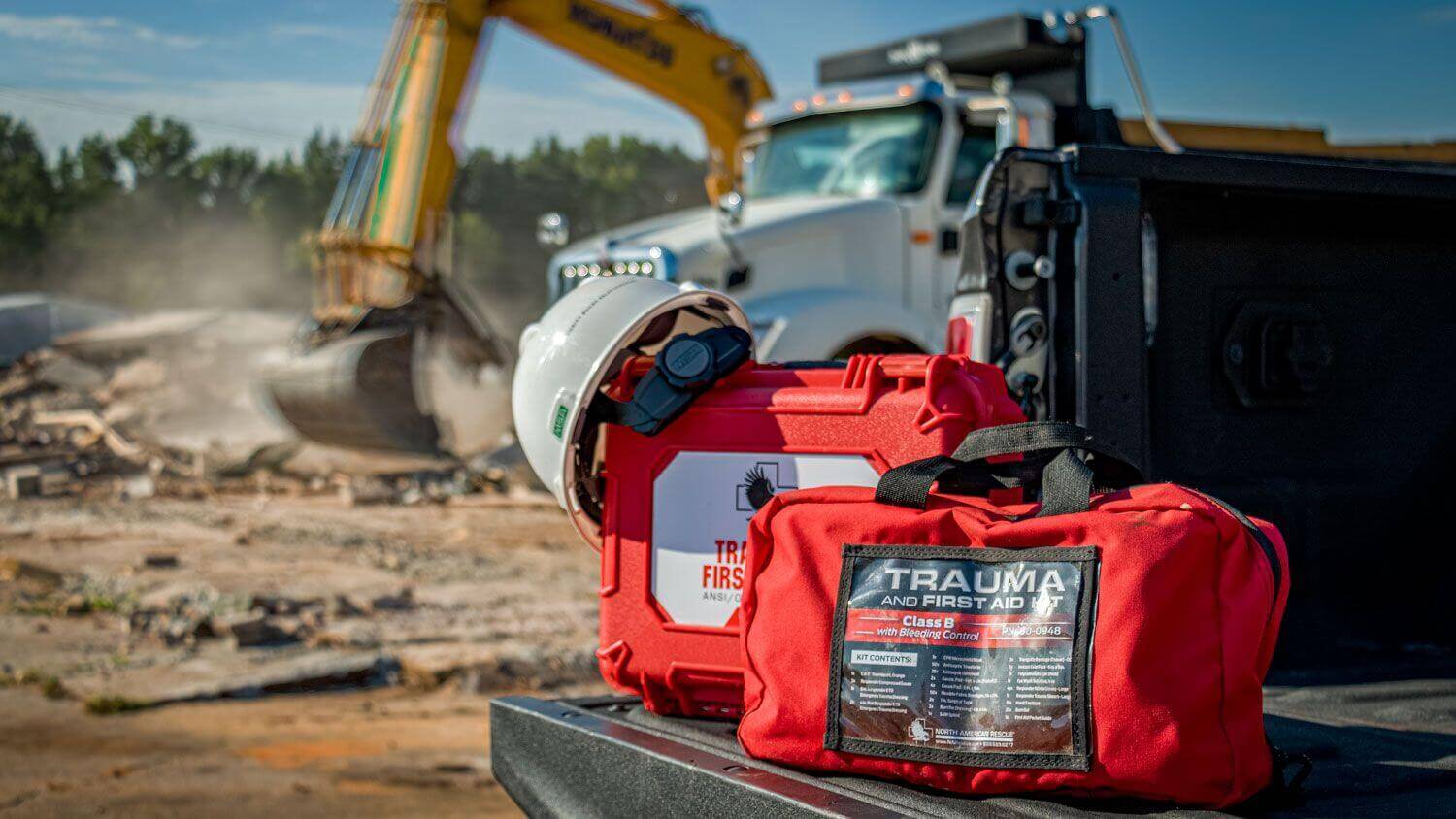 OSHA Class A trauma and first aid kit in durable hard case for industrial and construction sites