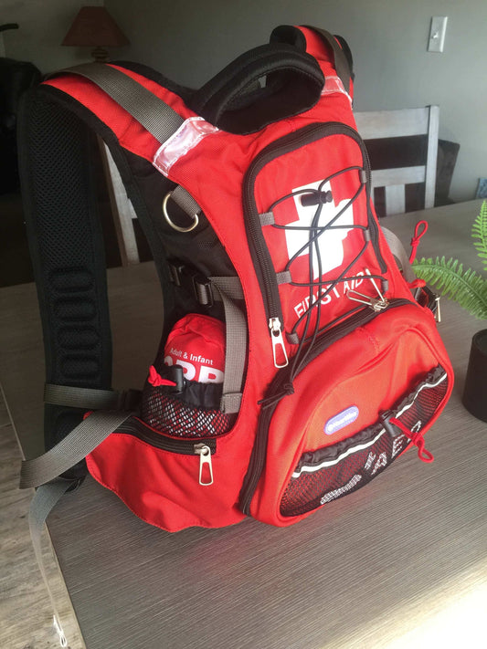 Portable HeartSine AED rescue backpack for athletic programs, event staff, and first responders