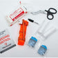 Portable bleeding control kit with tourniquet, bandages, and trauma supplies for schools and workplaces