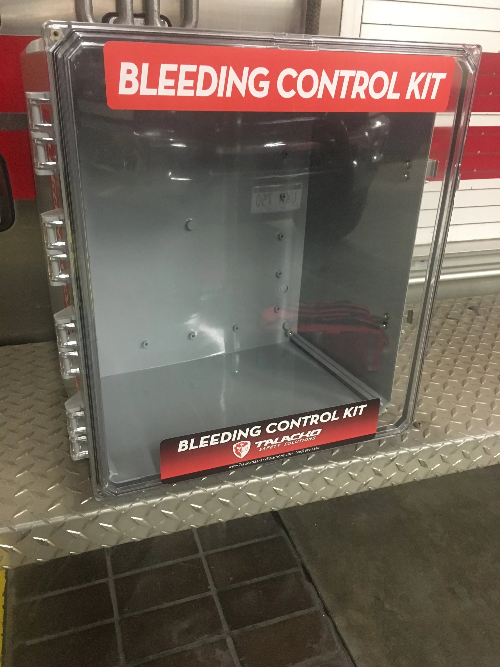 Large King bleeding control wall enclosure for multiple trauma kits in schools, stadiums, and factories