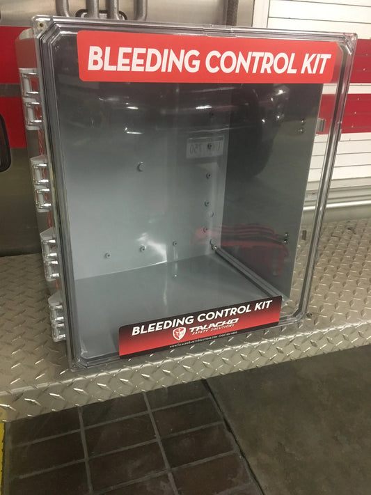 Large King bleeding control wall enclosure for multiple trauma kits in schools, stadiums, and factories