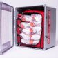 King Bleeding Control Station with tactical backpack, can hold anywhere from 1 to 18 individual bleeding control kits. (Standard is 8 but larger quantity can be custom ordered)