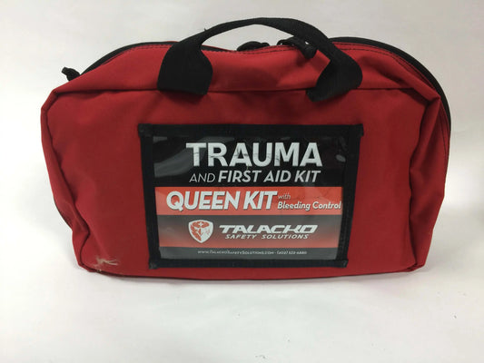 OSHA/ANSI First Aid Kit with Trauma Equipment Mid-size Queen trauma and first aid kit for classrooms, offices, and community centers