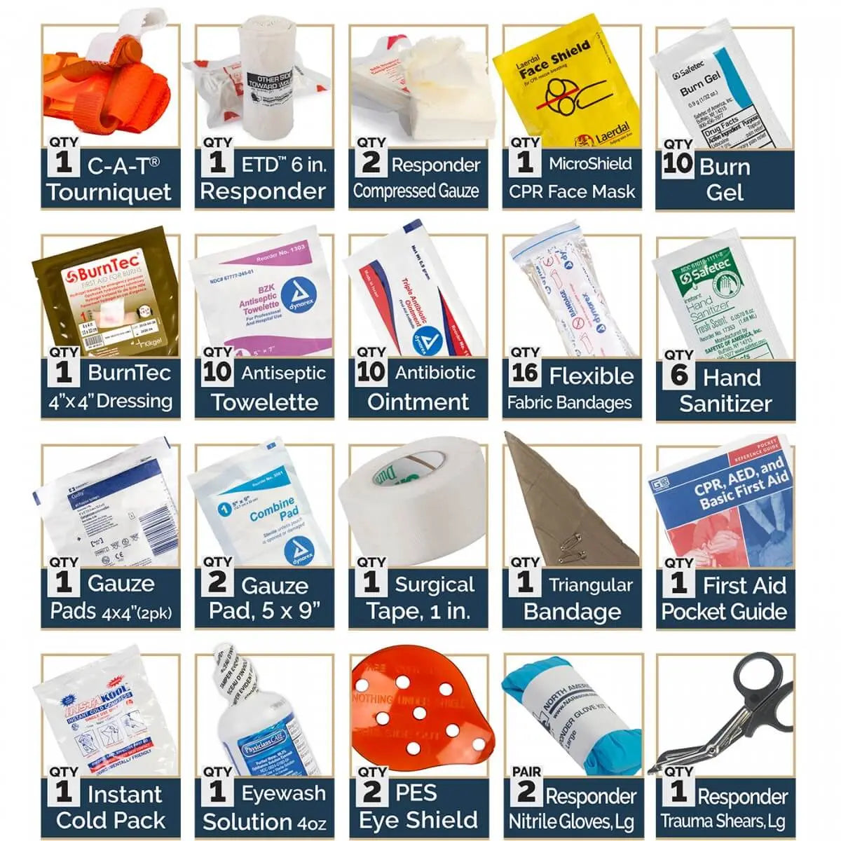 OSHA/ANSI approved first aid supplies Mid-size Queen trauma and first aid kit for classrooms, offices, and community centers