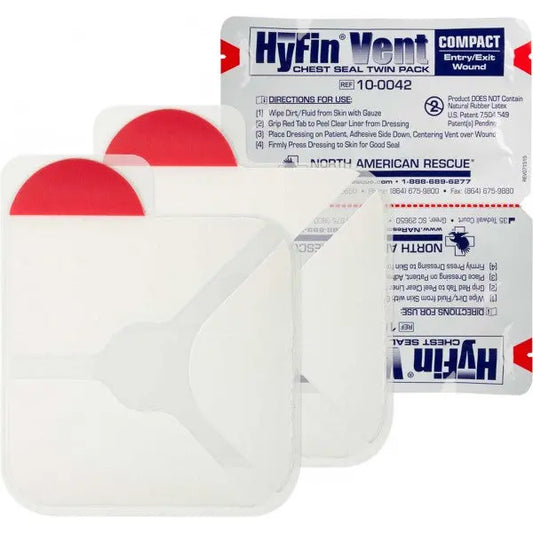 Hyfin Vented Chest Seal Twin Pack HyFin vented chest seal twin pack for emergency chest wound treatment in trauma kits