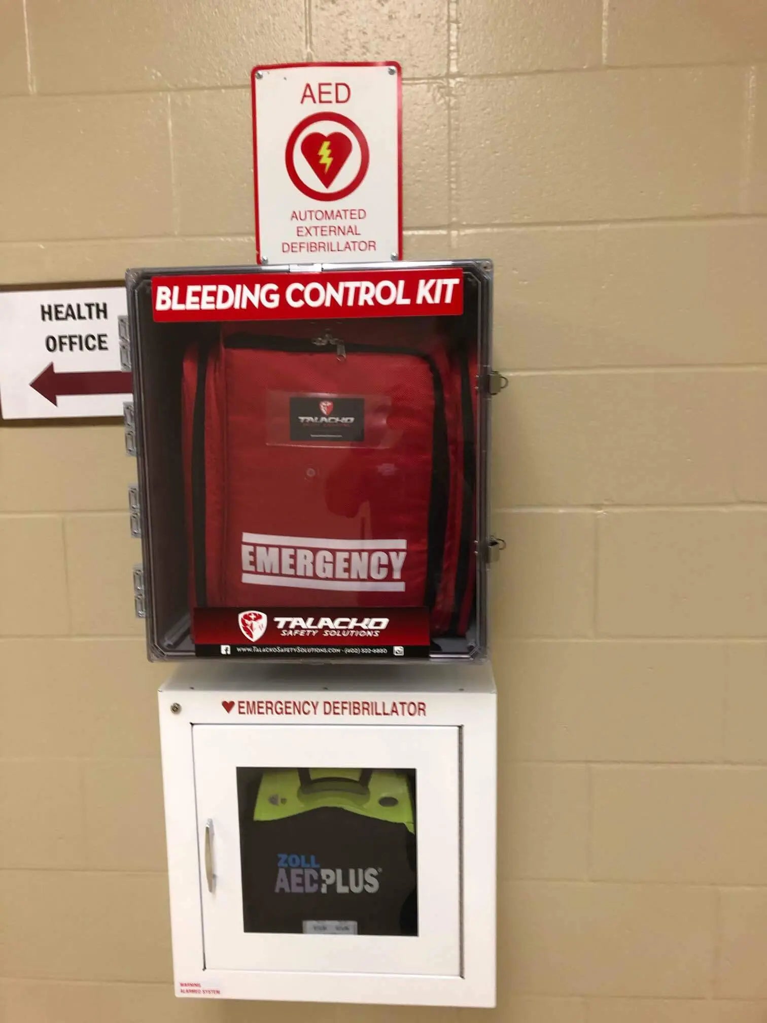 Large King bleeding control wall enclosure for multiple trauma kits in schools, stadiums, and factories